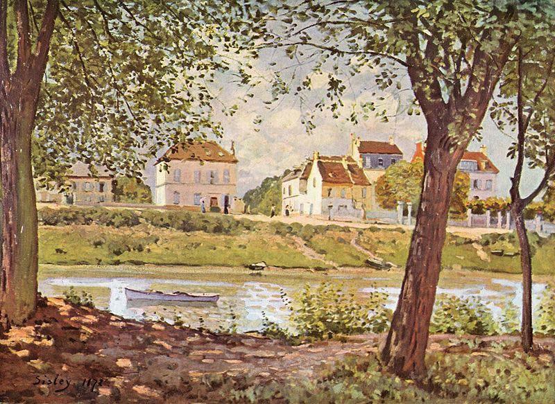 Alfred Sisley Dorf am Ufer der Seine oil painting picture